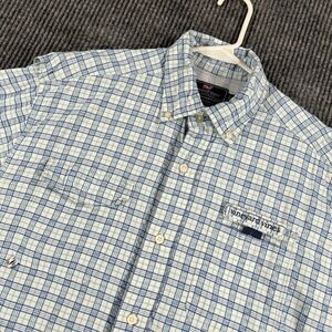 Vineyard Vines Mens Harbor Shirt Medium Blue Plaid Long Sleeve Button Down